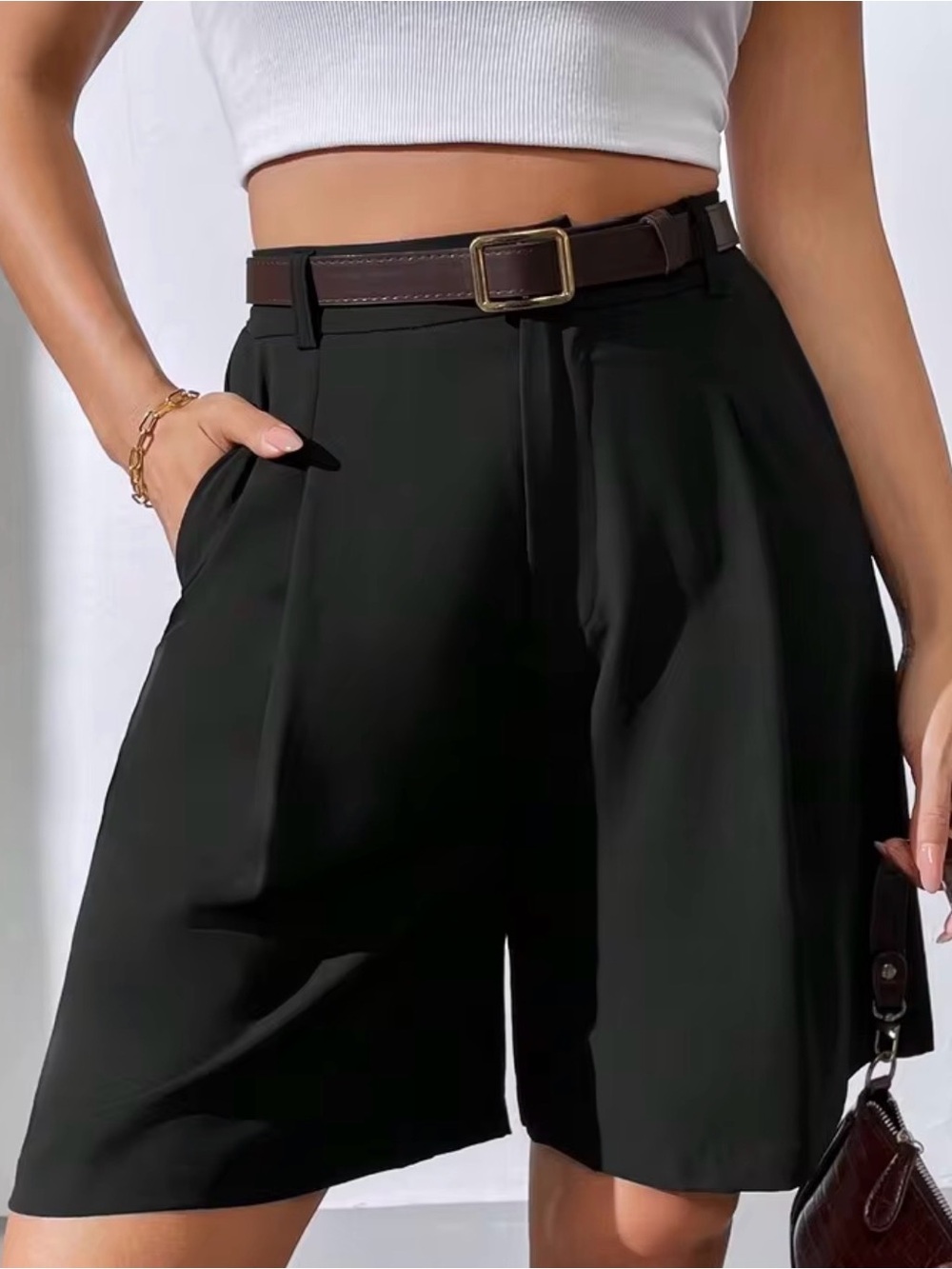 Women's High-Waist Black Tailored Bermuda Shorts Sz 3X